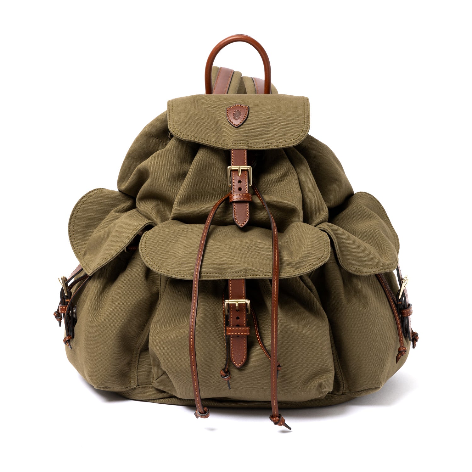 Rucksack "Dolomiti" aus Baumwoll-Canvas und Sattelleder - Handarbeit